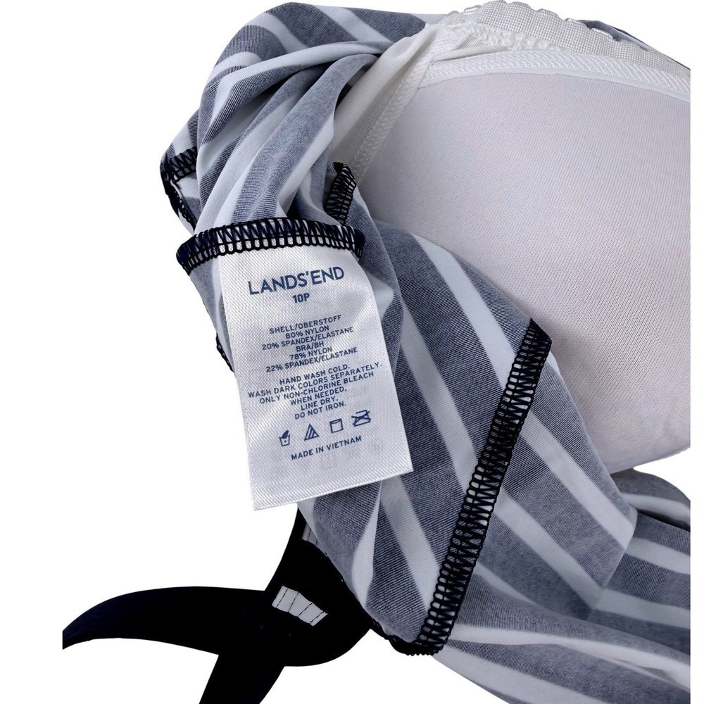 Lands End Womens Navy White Striped Tankini Top 10P & Swim Skirt 12 Set - Picture 7 of 7